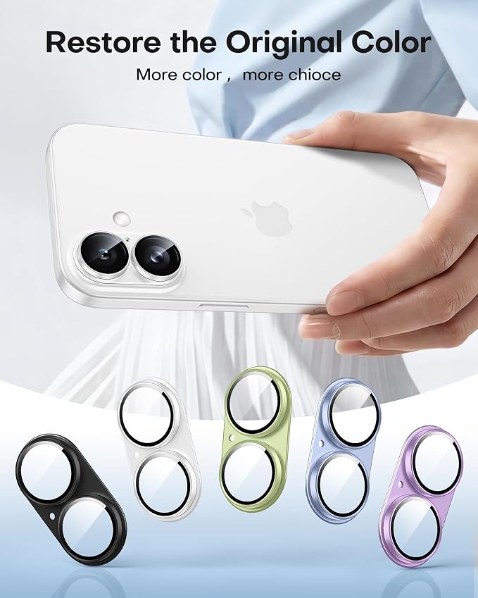 TAURI 2 Pack for iPhone 17 Camera Lens Protector, Silver | Full Coverage Military-Grade Shatterproof, Upgrade AR Anti-Reflection Ultra Clear Transmission & Case Friendly - Image 7
