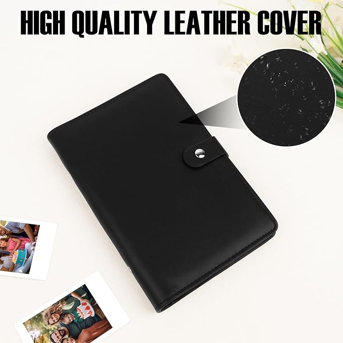 Veicevol 156-Pocket Album for Instax Mini & Polaroid 2x3 inch Photos, Black | PU Leather Cover, Portable Album, Mini Photo Album for Fujifilm Instax Mini Camera, Polaroid Camera, Wedding Keepsake - Image 5