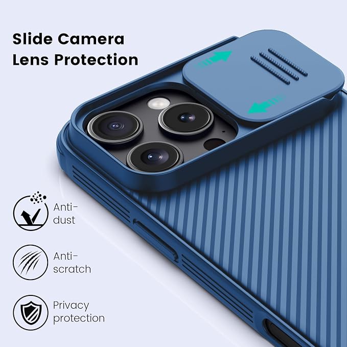 Nillkin Magnetic for iPhone 16 Pro Case, Upgraded Slide Camera Cover, Compatible with Magsafe, Slim Shockproof Protective Phone Case for 16 Pro 6.3 inch, Blue - Image 3