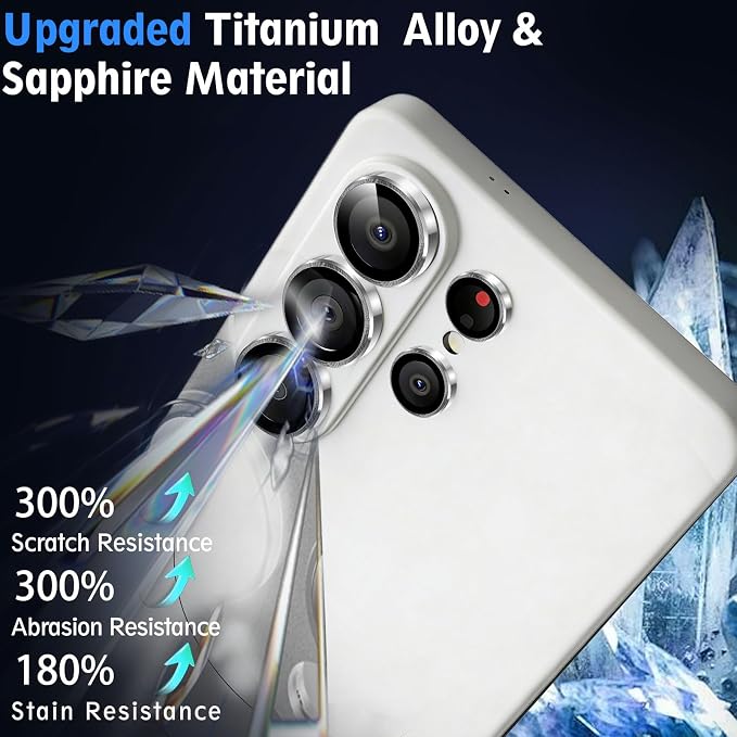 SiHPuoy 2Set Camera Lens Protector for Samsung Galaxy S26 Ultra, Silver | 9H+ Tempered Glass, Military Grade Shatterproof, Anti-Scratch,Case Friendly,HD Metal Camera Cover,Does not Affect Night Shots - Image 4