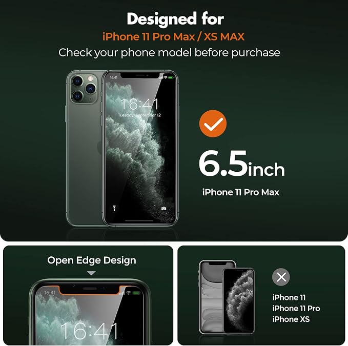 UNBREAKcable Privacy Screen Protector for iPhone 11 Pro Max/XS Max, 2-Pack | True 28° Anti-Spy, Shatterproof Tempered Glass, 9H Hardness, Easy Install, Bubble-Free, Anti-Scratch, Case Friendly - Image 2
