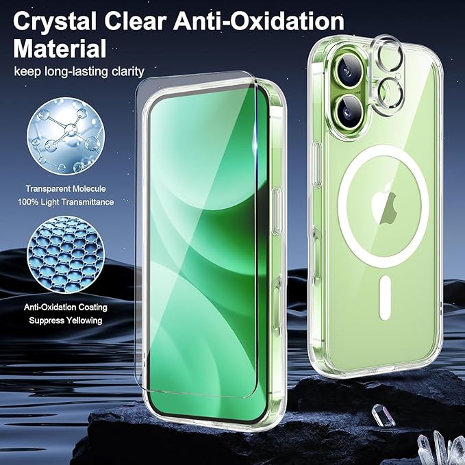 for iPhone 17 Case Clear,Magnetic iPhone17 Case with Screen Protector & Camera Protector [Compatible with MagSafe], Shockproof TPU Cover for iPhone 17-Transparent - Image 2