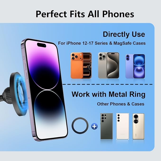 Magnetic Phone Tripod Mount for MagSafe, iPhone Tripod Mount Adapter with 1/4" Screw Hole, Phone Tripod Attachment Compatible with iPhone 17/16/15/14/13/12 . - Image 5