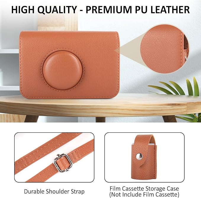 Protective Case Compatible for Kodak EKTAR H35/H35N/Ultra F9/VIBE 501F Film Camera, PU Leather Carrying Bag and Film Storage Case for KODAK H35/H35N/Ultra F9/VIBE 501F Film Camera - Brown - Image 3
