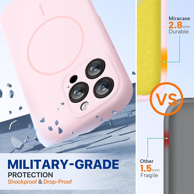 miracase Magnetic for iPhone 16 Pro Case, [Soft Anti-Scratch Microfiber Lining], Compatible with MagSafe, Liquid Silicone Case Shockproof Drop Protection Phone Case for 16 Pro,Sand Pink | Compatible with MagSafe, Soft Microfiber Lining, Liquid Silicone... - Image 3