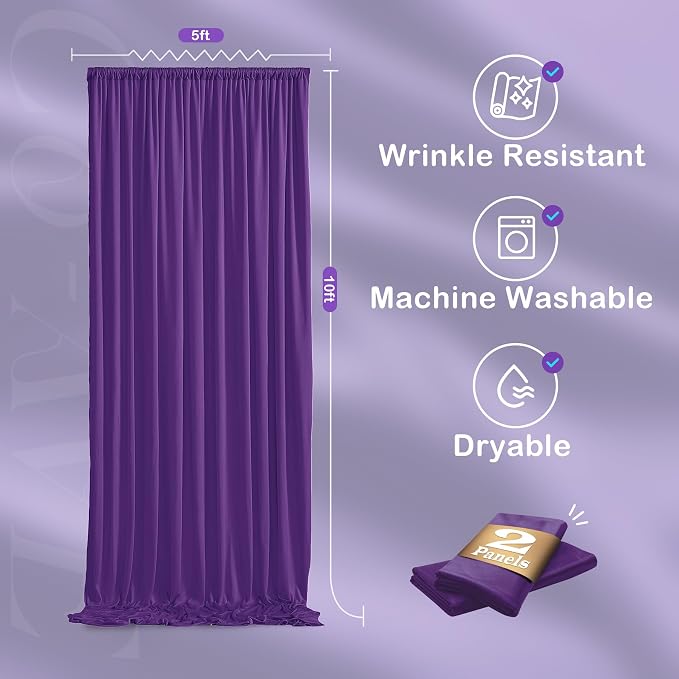 Wrinkle Free Purple Backdrop Curtains for Parties, Purple Photo Curtains Backdrop Drapes 2 Panels Back Drop Cloth Draping for Wedding Birthday Photography Background Decor,10ftx10ft - Image 6