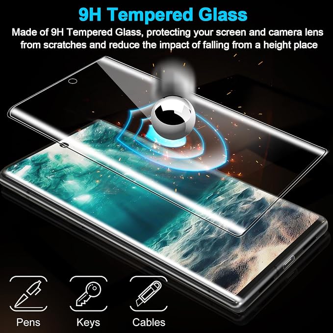 3 Pack Galaxy S21 Ultra Screen Protector, HD Clear Tempered Glass, Fingerprint Unlock, 3D Curved, Scratch Resistant, No Bubble for Samsung Galaxy S21 Ultra 5G Glass Screen Protector - Image 4