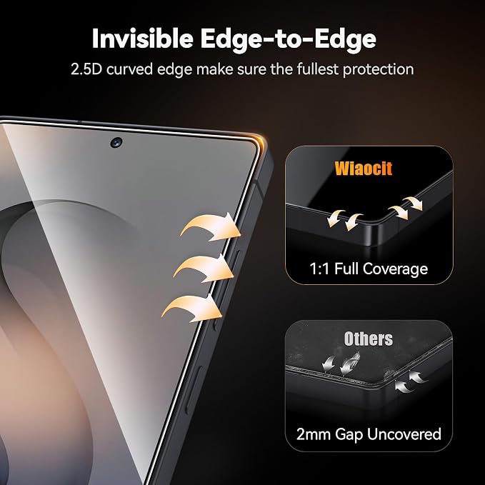 Wiaocit Tempered Glass Screen Protector for Samsung Galaxy S26 Plus | 3+3 Pack, 9H Hardness, Camera Lens Protector, Installation Frame, Bubble Free, Case Friendly - Image 6