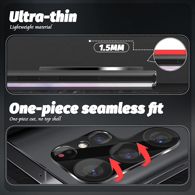 (3 Pack) Orzero Camera Lens Protector Compatible for Samsung Galaxy S23 Ultra 5G, Protector de Cámera Tempered Glass 9 Hardness HD Anti-Scratch Bubble-Free - Image 2