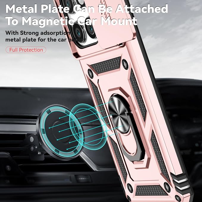 SunStory Compatible with Motorola Moto Edge 2025 Case with HD Screen Protector & Slide Camera Cover & Rotated Ring Kickstand, [Military-Grade] Phone Case for (Rosegold, Moto Edge 2025) - Image 4
