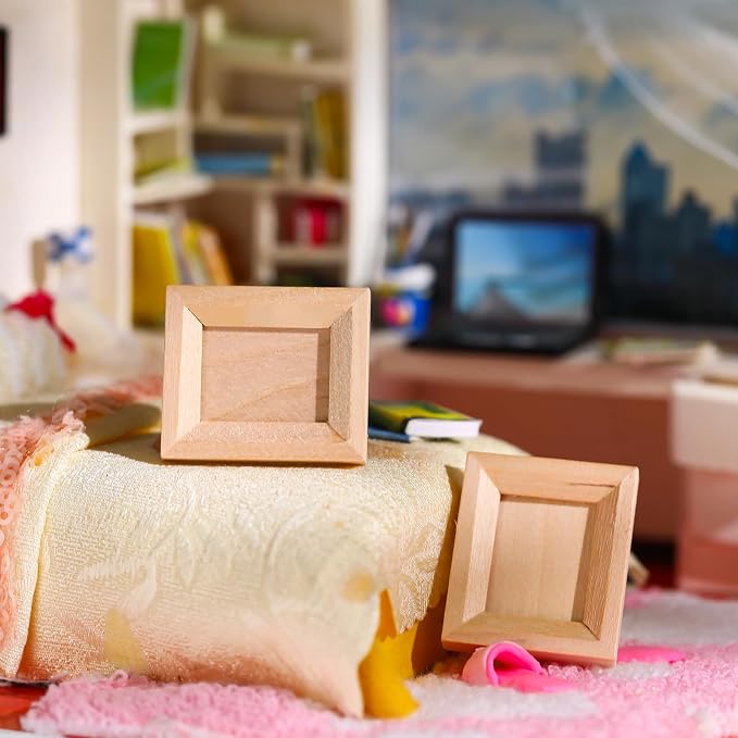Halloscume 12 Pcs Dollhouse Picture Frames 1:12 Scale Miniature Picture Frames for Dollhouse Small Photo Frame Mini Wooden Dollhouses Accessories Mini House Decoration Simulation (Medium and Large) - Image 4