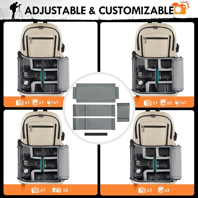 RAINSMORE Camera Sling Bag, Small Dslr/Mirrorless Camera Bag & Case | Waterproof Camera Bags for Photographers, with Removable Padded Insert & Tripod Holder, Compatible with Canon/Nikon/Sony/Fuji - Image 7