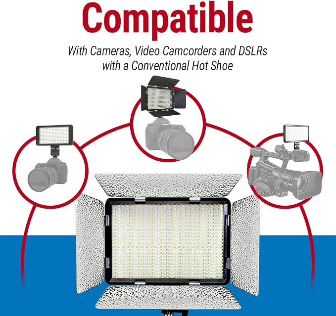 Vidpro LED-530 Photo and Video Light Kit - On Camera Panel LED Light - Adjustable and Dimmable 3200K-5600K Variable Color Light Fits Cameras w/Hot Shoe Includes Rechargeable Battery Diffuser - Image 6