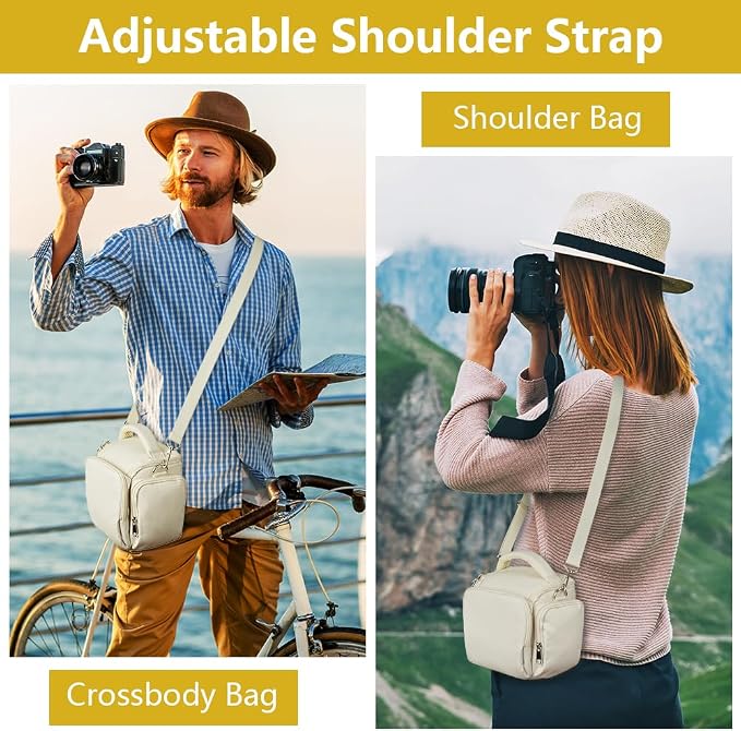 Ainiv DSLR Camera Bag, Large Waterproof Anti-Shock SLR Camera Case, Beige | Adjustable Shoulder Strap Camera Backpack, Portable Crossbody Single Shoulder Backpacks Compatible with Canon, Sony, Nikon - Image 8