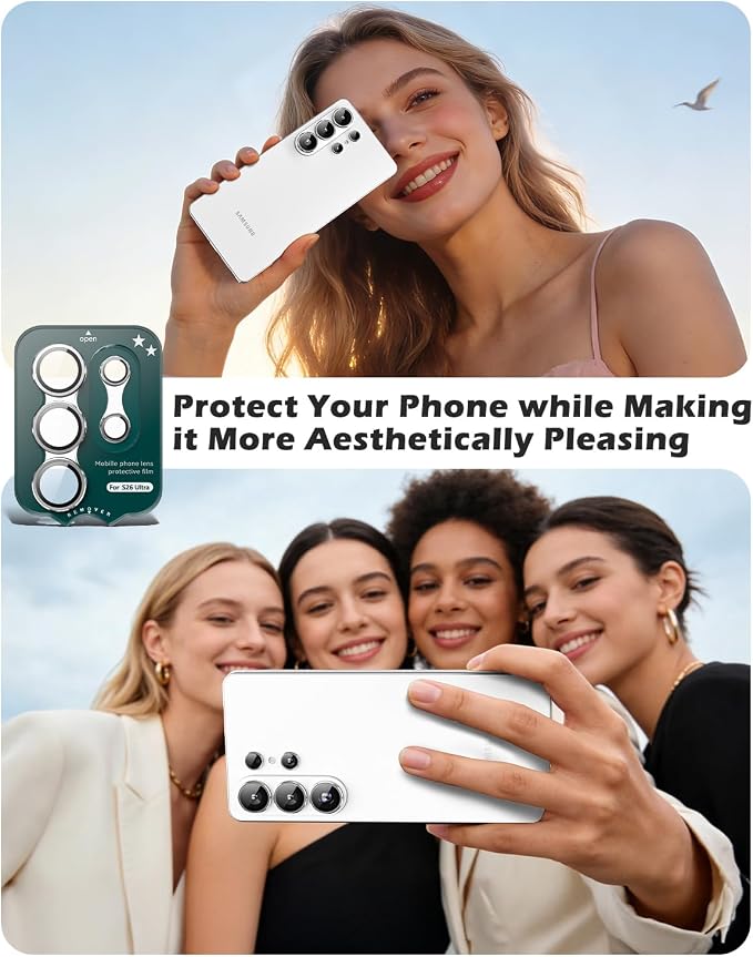 CloudValley for Samsung Galaxy S26 Ultra Camera Lens Protector | 9H Tempered Glass + Aluminum Alloy Lens Protective Ring Ultra-HD Individual Lens Cover,Silver - Image 8