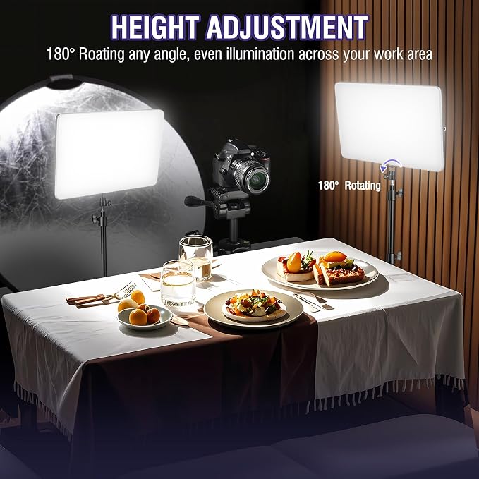 2-Pack LED Video Light Kit with 63'' Tripod Stand, 2500K-8500K Dimmable Studio Light Photography Panel Lighting for Video Recording Game Live Streaming Podcast YouTube Filming, Phone Holder - Image 5