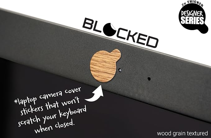 Rigid Series - 2X Thicker | BLOCKED Original Vinyl Webcam Cover Stickers | Restickable & Stackable Privacy Covers | for All Camera-endable Devices | 3-Sizes | 57 Tabbed Wood Grain Textured - Image 6