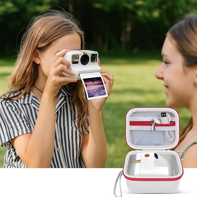 ANKHOH Case for Polaroid Go Gen 2/3, for Polaroid Go 9035/9071/9070 | PU shell with padded interior and removable wrist strap stores film, photos and cables, Case Only - Image 6