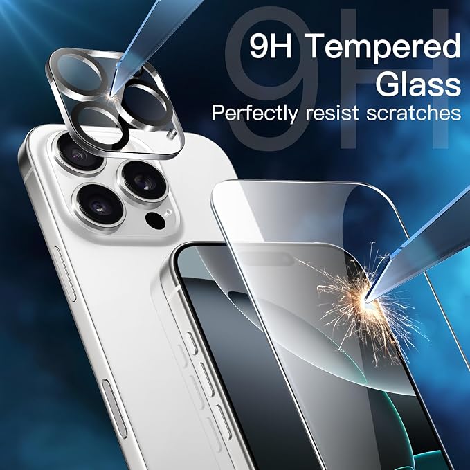 JETech Screen Protector for iPhone 16 Pro, 2+2 Pack | with Camera Lens Protector, HD Clear Tempered Glass, Anti-Scratch Protection, Easy Installation Tool - Image 3