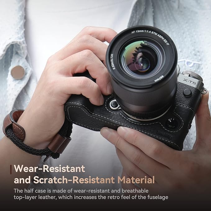 SMALLRIG Half Case for Fujifilm X-T5 with Wrist Strap and Shutter Button | Retro Style Leather Camera Case with Aluminum Baseplate, X-T5 Camera Case Cover for FUJIFILM X-T5-3927 - Image 3