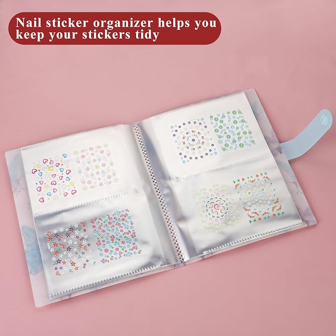 Nail Art Sticker Storage Book Artistic Nail Decals Collection Organizer 144 Slots Nail Art Stickers Collecting Album Holder Binder Plastic Book for Nail Art Sticker Photo Displaying（Blue） - Image 4