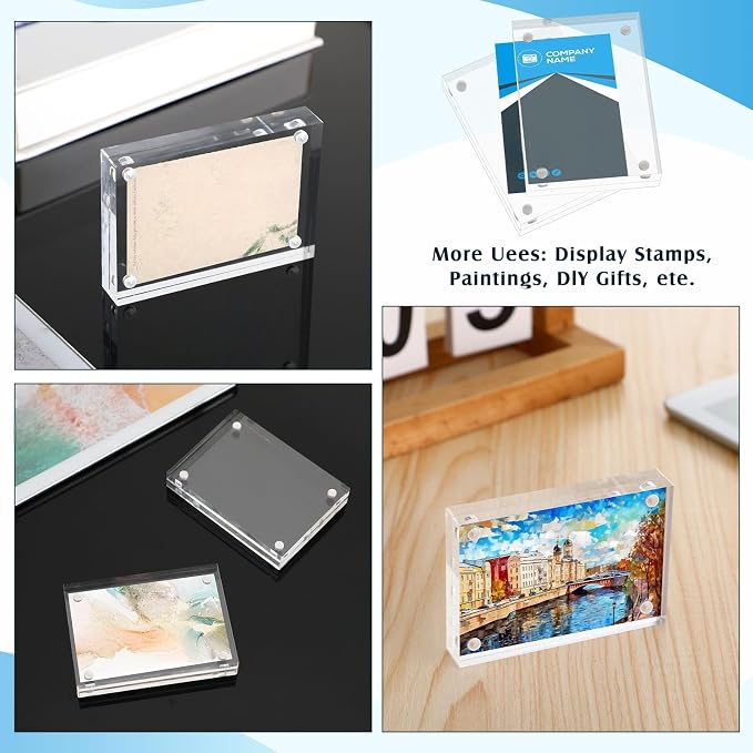 Kigley 8 Pcs 2.5 x 3.5 Inch Mini Acrylic Picture Frames, Clear Acrylic Photo Business Card Frame Desktop Display Double Sided Wallet Size Frame Freestanding Frames for Film Photos Cards Stamp - Image 5