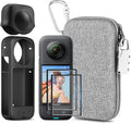 7in1 Compatible with Insta360 X3 Accessories Kit[Silicone Camera Case Cover and Lens Cap][2Pcs 3D Screen Protector Film][Carrying Case Bag with Auto Locking Carabiner and Anti-loss Lock] by LEWOTE