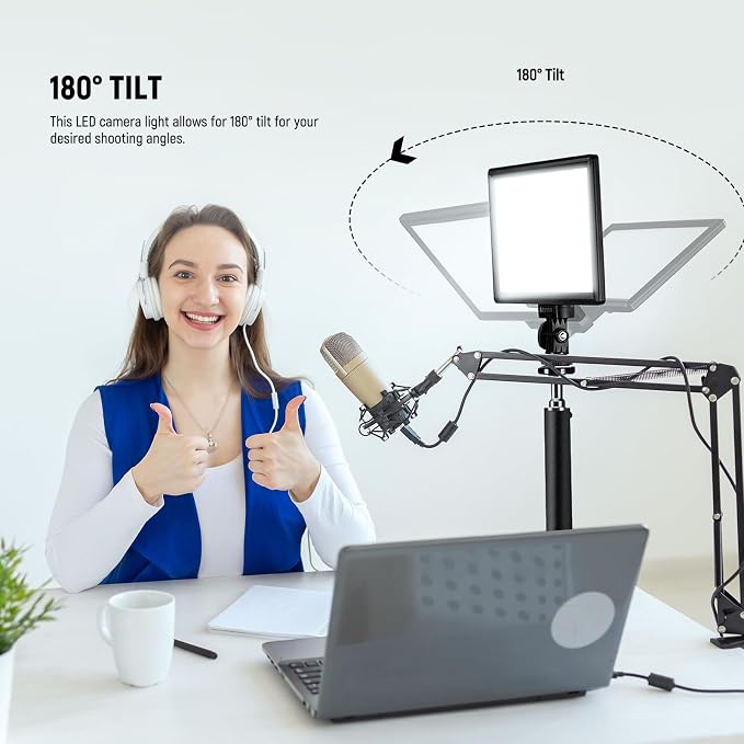 NEEWER 9" LED Video Light Panel, Dimmable DSLR Camera Soft Lighting with Mini Desk Tripod Stand, USB Type C Ports, 3200K~5600K CRI95+ for Studio Photography Video Recording Live Streaming, NL-116AI - Image 7