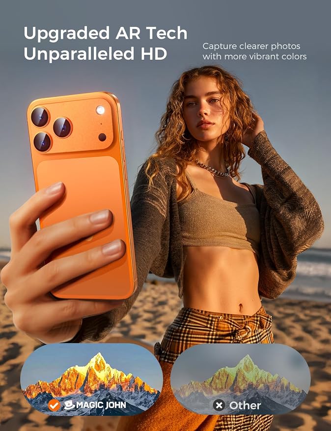 MAGIC JOHN 2 Pack Camera Lens Protector for iPhone 17 Pro Max 6.9”,Orange | Full Coverage, Metal Aluminum Alloy Camera Lens Film, HD Clear, Scratch Resistant, Case-Friendly - Image 4