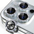 Misea Compatible for iPhone 15 Pro/iPhone 15 Pro Max Camera Lens Protector | 9H Tempered Glass Ultra HD Bling Camera Screen Protector Cover Metal Individual Ring Decoration Accessories, Silver Glitter by Misea