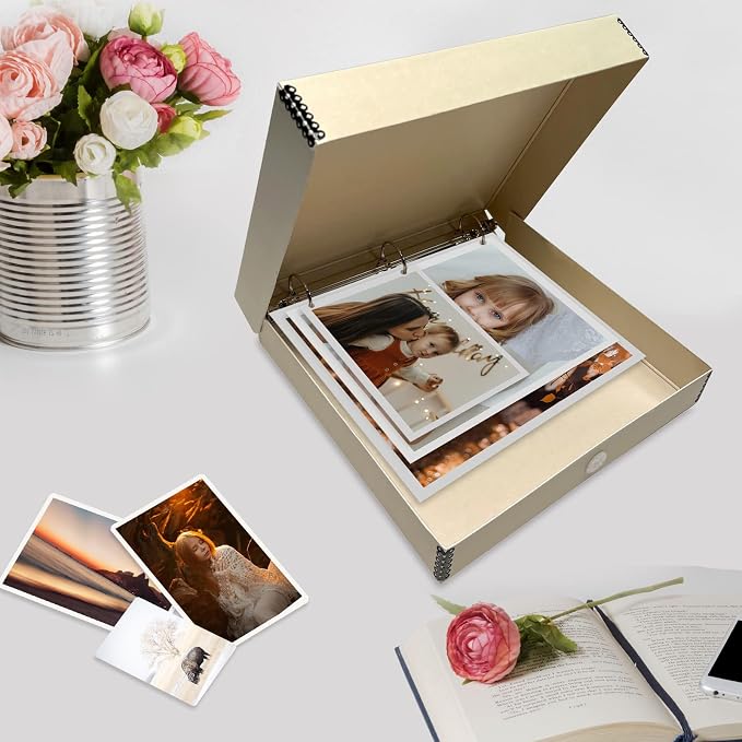 Lineco, Archival Tan 3-Ring Binder Album Box, 12.75x11.5x2 Inch | Acid-Free Photo Box Binder, Unique Design to Store, Preserve, Organize Photos, Art, Crafts, Papers, Documents, Prints - Image 7