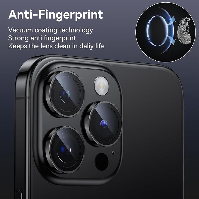 WSKEN for iPhone 15 Pro/iPhone 15 Pro Max Camera Lens Protector,[Keep Original Shooting] Shatterproof 9H Tempered Glass Camera Screen Protector Metal Ring Cover Film Accessories,Black Titanium - Image 4