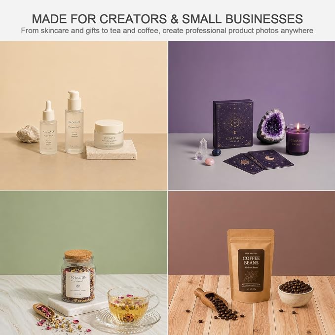 Photo Backdrop Board for Product Photography, 16.5 x 11.7 inch | 10 Double-Sided Backdrops, 20 colors and textures for beauty, jewelry, candles, handmade goods and small product photography - Image 3