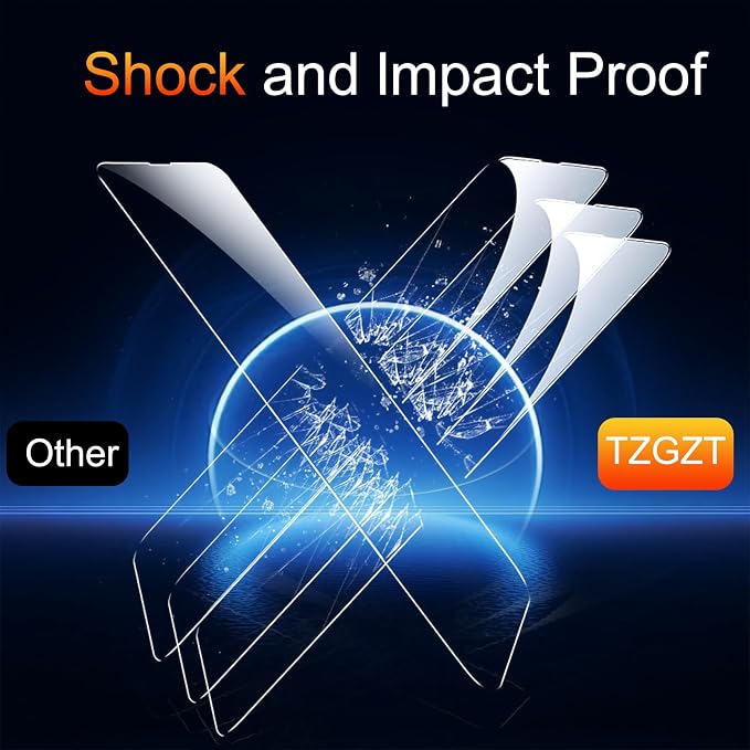 TZGZT 3 Pack Screen Protector for iPhone 13, Tempered Glass, Case Friendly | 9H+ Hardness, Military Grade Shatterproof, Anti-Scratch, HD, Easy Installation, Bubble Free, Include Camera Lens Protectors - Image 3