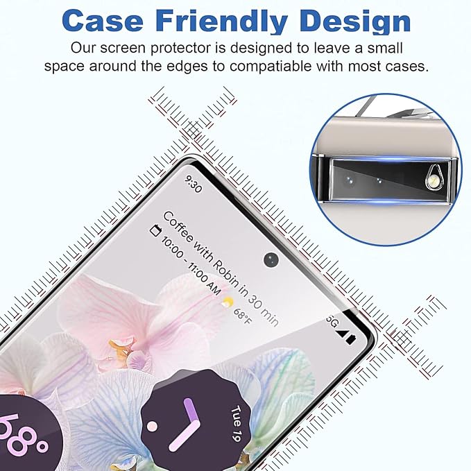[3+1 Pack] for Google Pixel 6 Pro Screen Protector, 9H Tempered Glass, Ultrasonic Fingerprint Compatible, 3D Curved, HD Clear Scratch Resistant for Google Pixel 6 Pro 5G Glass Screen Protector - Image 7