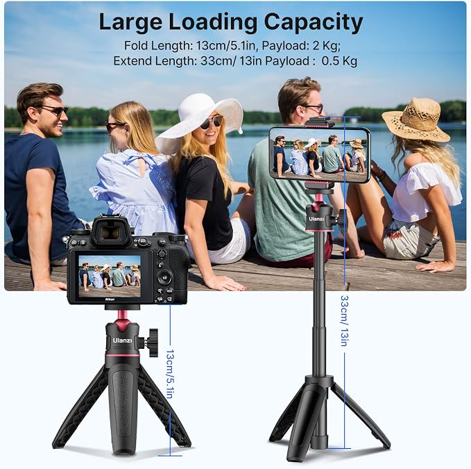 ULANZI MT-08 Mini Extension Pole Tripod for Phone Camera | Extends to 21.3in, Phone Holder Included w Cold Shoe Mount, 2-in-1 Tripod Grip, for iPhone Android Canon Sony - Image 3