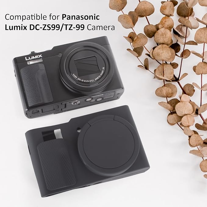 MUZIRI KINOKOO Silicone Sleeve Compatible for Panasonic Lumix ZS99 Camera - Soft Protective Cover for DC-ZS99/TZ99 Digital Camera with Removable Lens Cover - Anti-Slip & Anti-Scratch - Black - Image 2