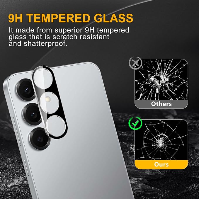 3 Pack Camera Lens Protector for Samsung Galaxy S25 Plus | Tempered Glass,Anti-Fingerprint,9H Hardness,Scratch Resistant,Easy to Install,Bubble Free,HD Clarity - Image 7