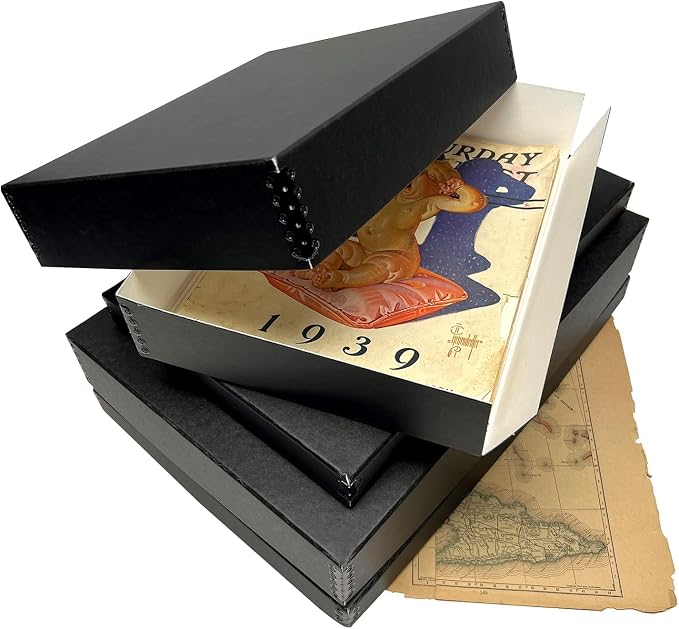 Lineco Drop Front Archival Storage Box, 11.75x15.25x1.5 in, Black, 2 Pack | Acid-Free with Metal Edge, Preserves Picture Longevity, Organize Photos, Newspapers, Prints, Documents, Crafts, DIY - Image 7