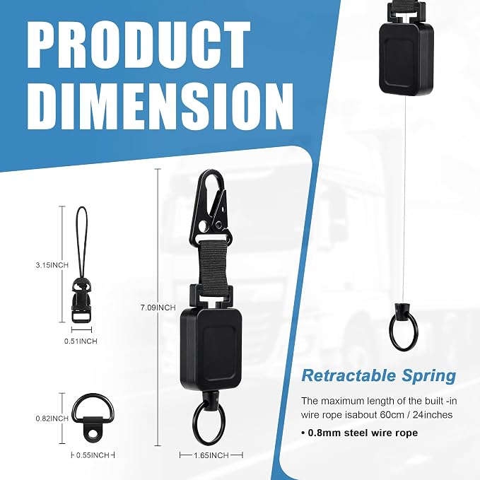 2 Pack CB Mic Retractable Holder with Heavy Duty 24" Stainless Steel Cord, Easy D-Ring Mount for Truck Drivers - Image 6
