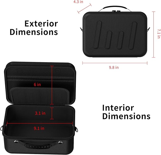 Hard Shell Camera Case Compatible with Canon EOS Rebel T7/R50/R100 and More DSLR & Mirrorless Cameras – Portable Travel Bag with Adjustable Dividers, Mesh Pocket & Shoulder Strap (Black) - Image 5