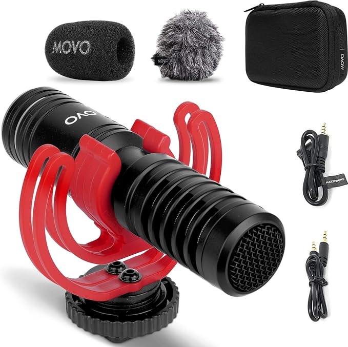 Movo VXR10-PRO Professional Video Microphone for Camera with Rycote Lyre Shock Mount - Shotgun Mic Compatible with DSLR Cameras and iPhone, Android Smartphones by Movo