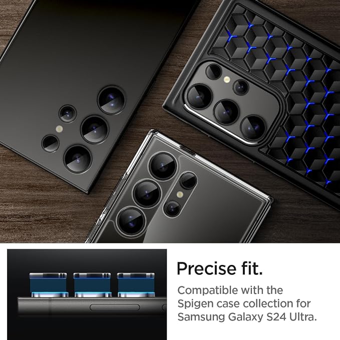 Spigen Camera Lens Protector for Galaxy S24 Ultra - Titanium Black [2 Pack] | GlasTR EZ Fit Optik Pro, 9H+ Tempered glass, Scratch resistant, Original photo quality, Auto-align tray, Case-friendly - Image 6