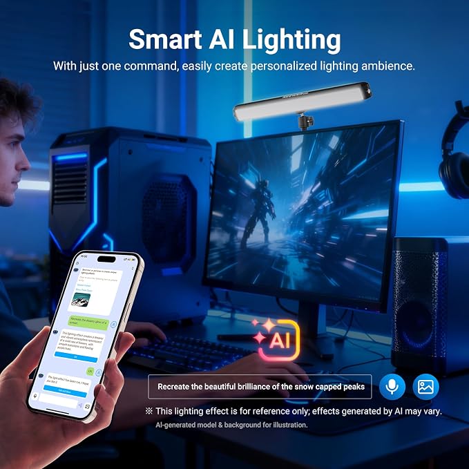 NEEWER Dual Sided RGB LED Streaming Key Light, Smart Desk Lamp Compatible with Alexa Google Assistant for Gaming Video Conference, 16 Million Colors, 2700K-7000K/CRI97+ Studio Tube Lighting, NG01 - Image 6