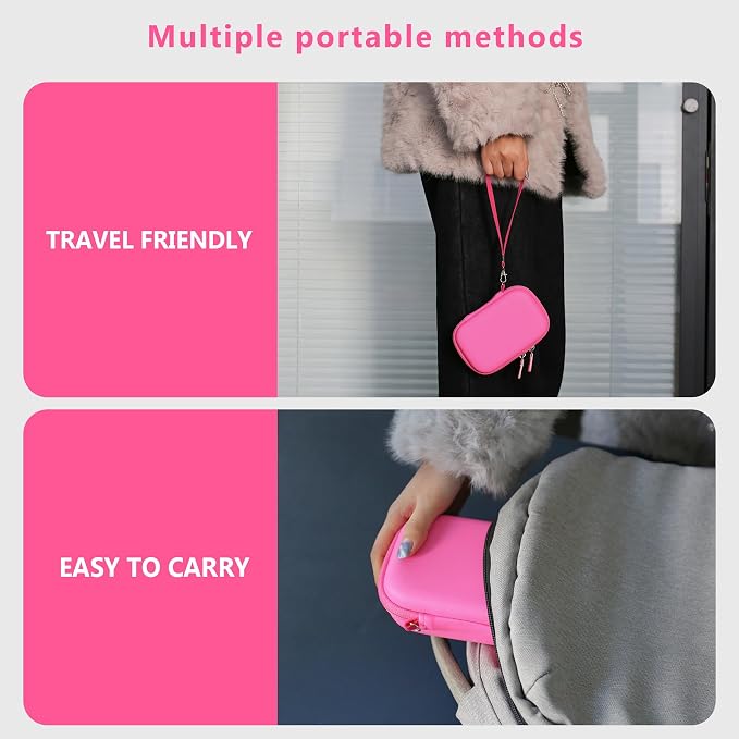Hard Carrying Case for KODAK Step Instant Smartphone Photo Printer - Portable Mini Color Wireless Mobile Printer, Zipper Mesh Pocket for USB Cable, Photo Paper, Pink - Image 6