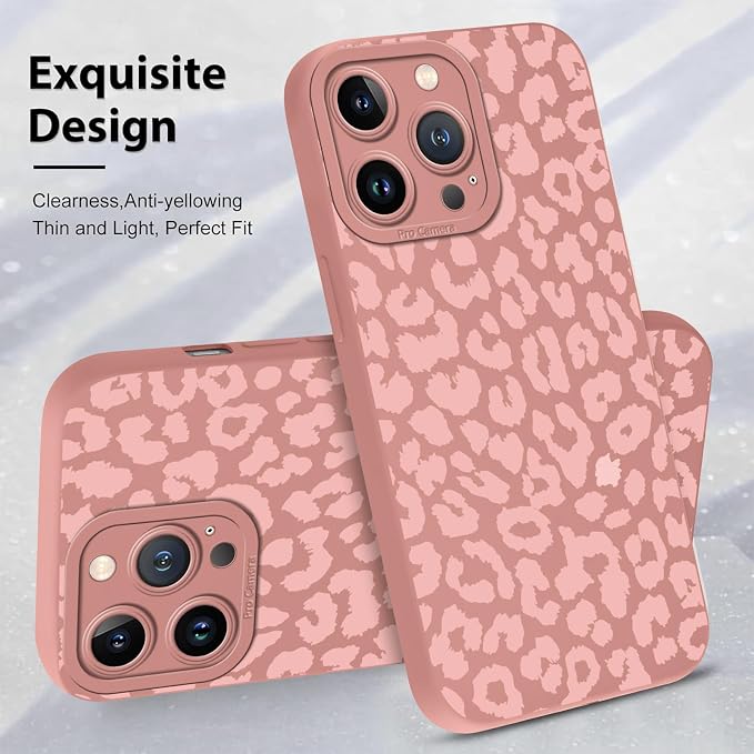 Cute Pink Cheetah Print Phone Case for iPhone 13 Pro 6.1" | Aesthetic Leopard Pattern Design Cover Full Camera Lens Protective Shockproof Soft Slim TPU Funda for Women Girls - Image 4