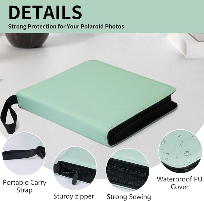 Polaroid Photo Album Book with 240 Pockets 3.5x4.25 Inch Pictures Fits for Polaroid i-Type, 600, SX-70，Go instant photos and Fujifilm Instax Wide Square Photos（Mint Green） - Image 3