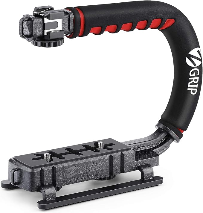 Zeadio Video Action Stabilizing Handle Grip Handheld Stabilizer with Cold-Shoe Mount for All DSLR Camera Camcorder by Zeadio