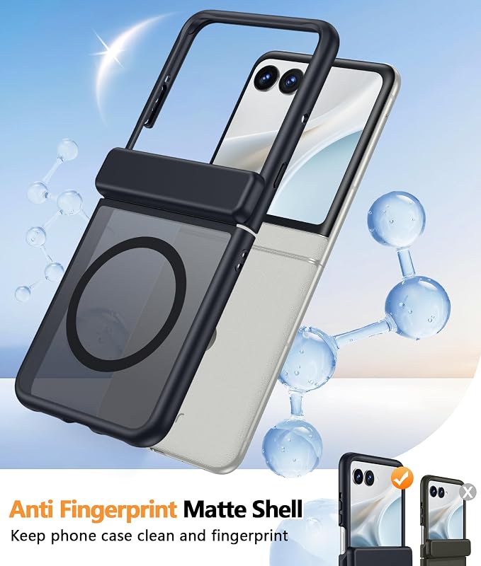 FNTCASE for Motorola Razr 2026/2025 Case, Fit for Magsafe, Hinge Protection | Screen Protector, Translucent Matte Magnetic Back, 18FT Military Grade Drop Proof, Protective Phone Cover, Black - Image 5