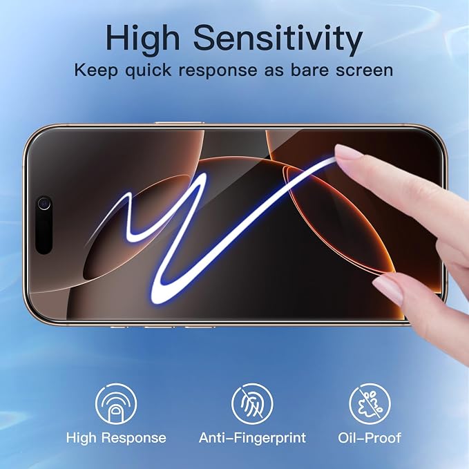 JETech Privacy Screen Protector for iPhone 16 Pro Max, 2+2 Pack | Anti-Spy Tempered Glass, with Camera Lens Protector, Easy Installation Tool - Image 7
